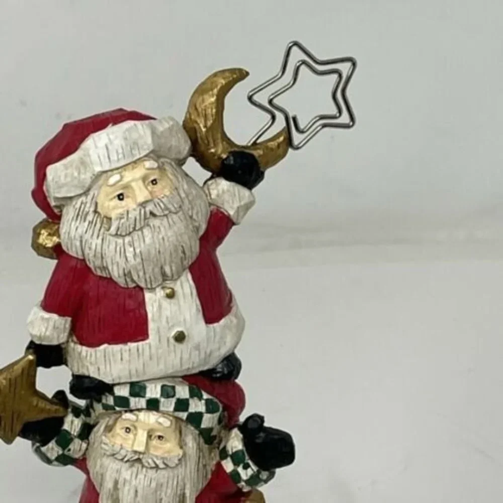Christmas Stocking Holder Stacked Santa Claus Mantel Shelf Metal‎ Hook Photo